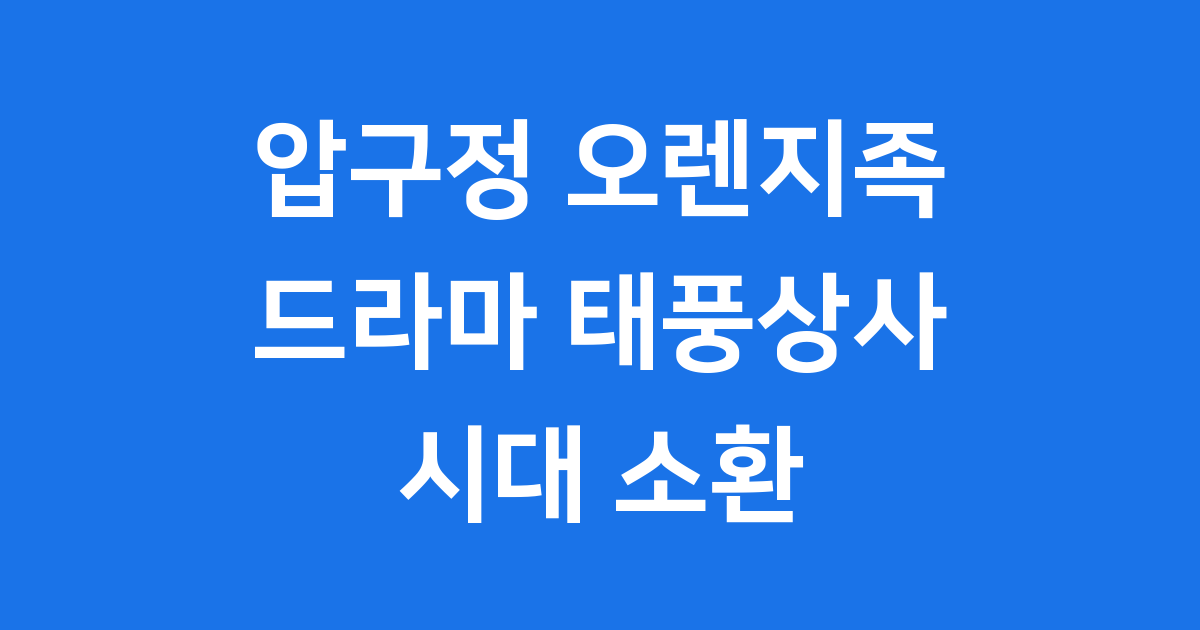 압구정 오렌지족 드라마 태풍상사 시대 소환