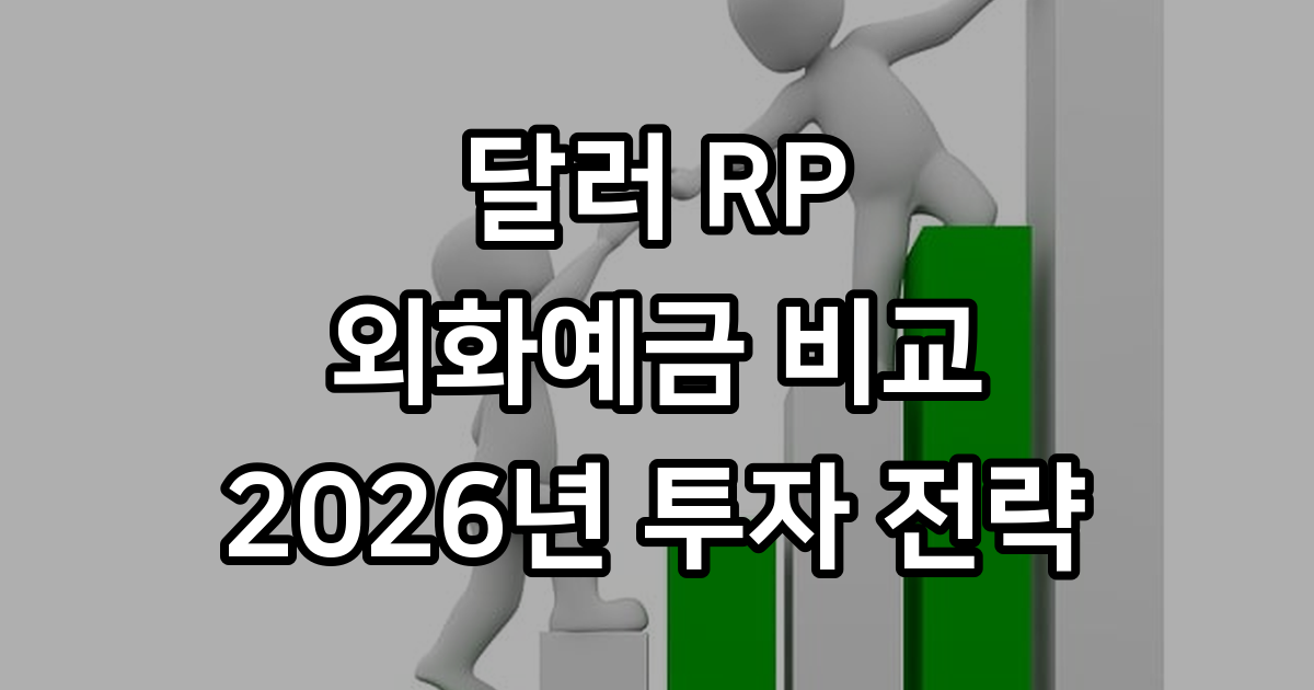 달러 RP 외화예금 비교 2026년 금리 투자 전략