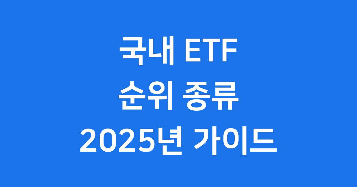국내 ETF 순위 종류 2025년 투자 가이드