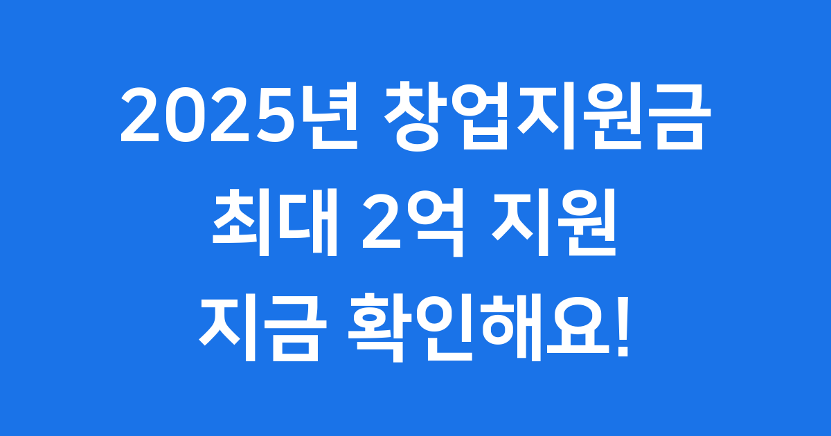 2025년 창업지원금 정부지원 신청방법
