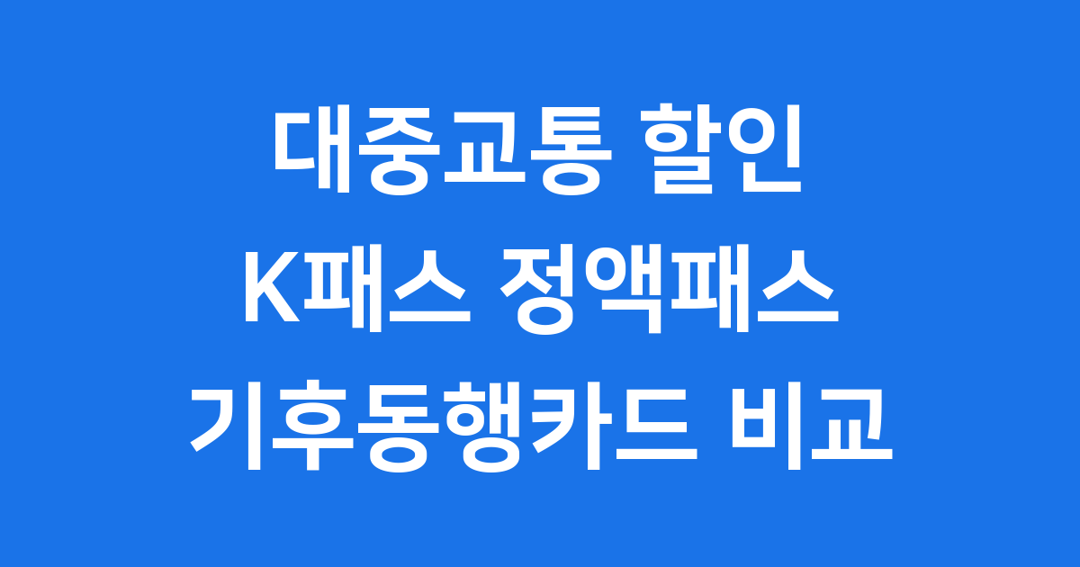 K패스 정액패스 기후동행카드 대중교통 할인 혜택 비교