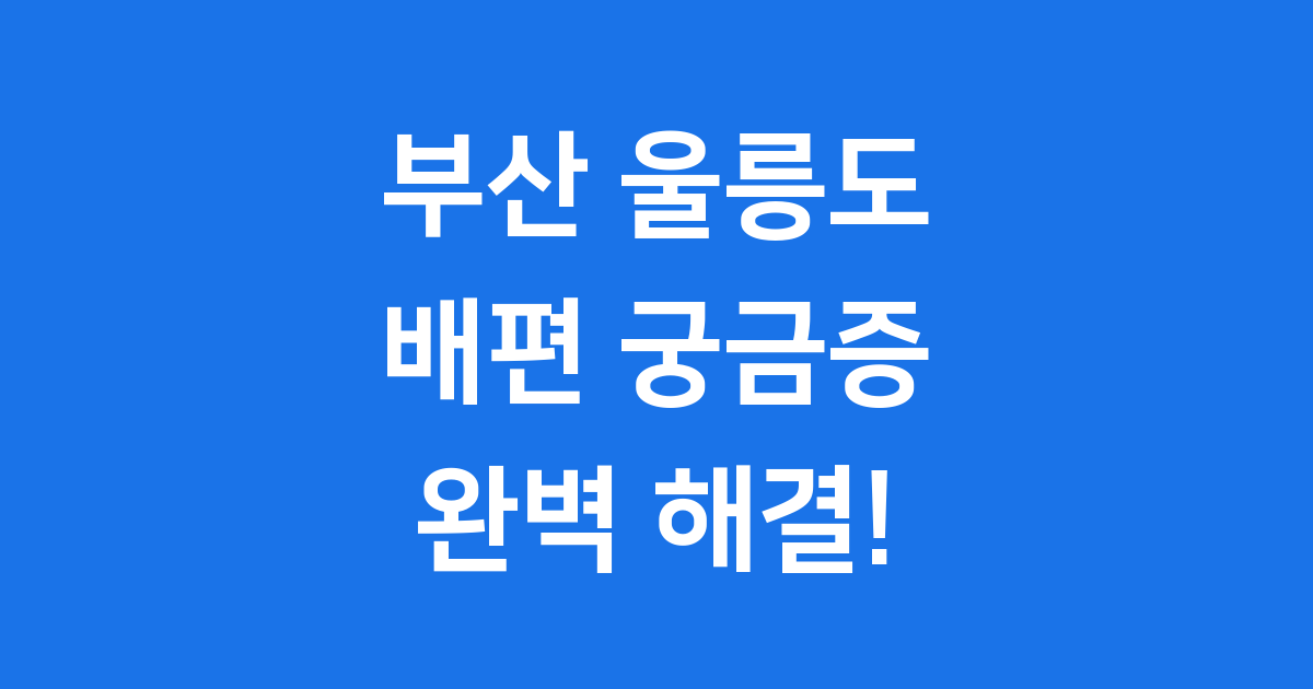 부산 울릉도 배편 2025년 부산 출발 예약 방법