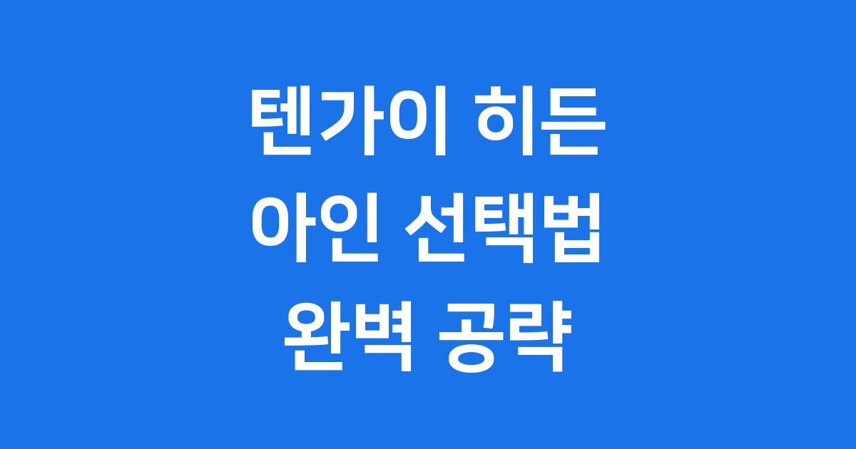 텐가이 히든 아인 선택법 완벽 공략