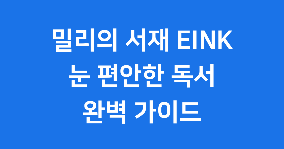 밀리의 서재 EINK 가격 특징 호환 구매 팁