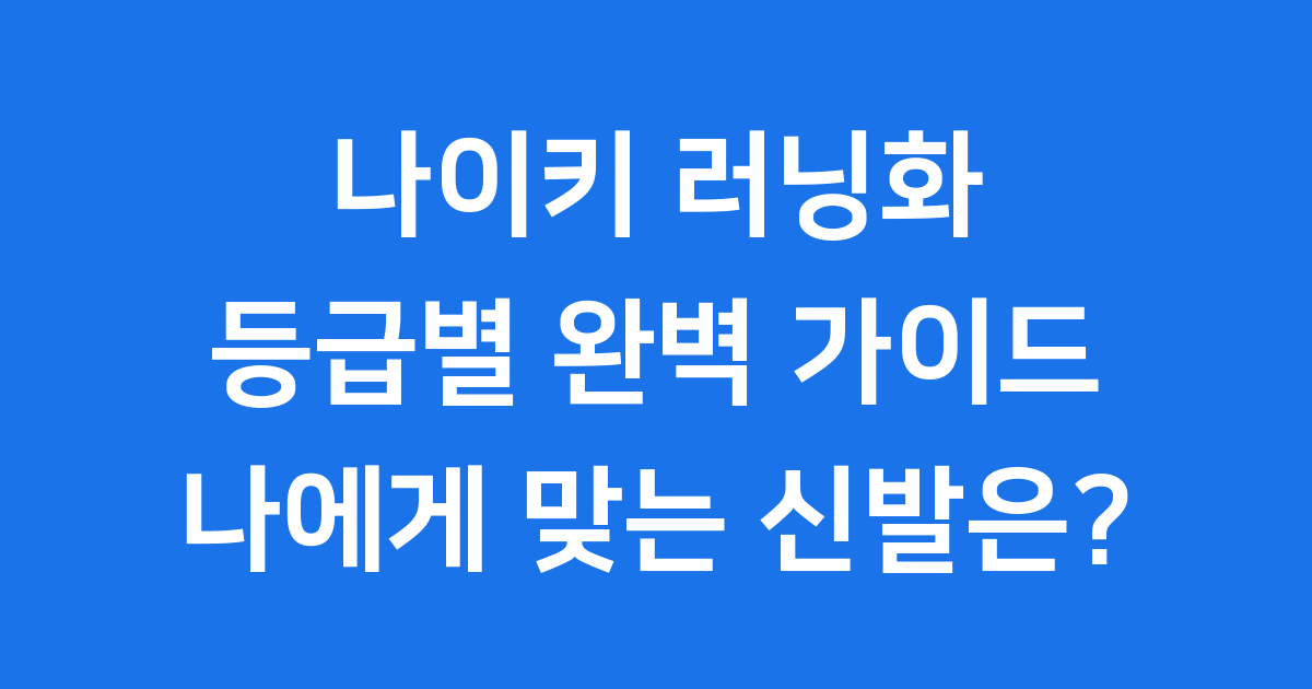 나이키 러닝화 등급별 선택 가이드