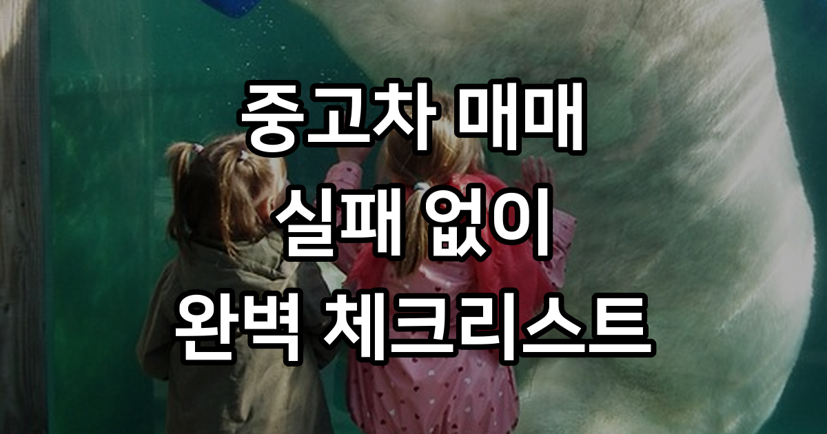 중고차 매매 시 주의사항 체크리스트