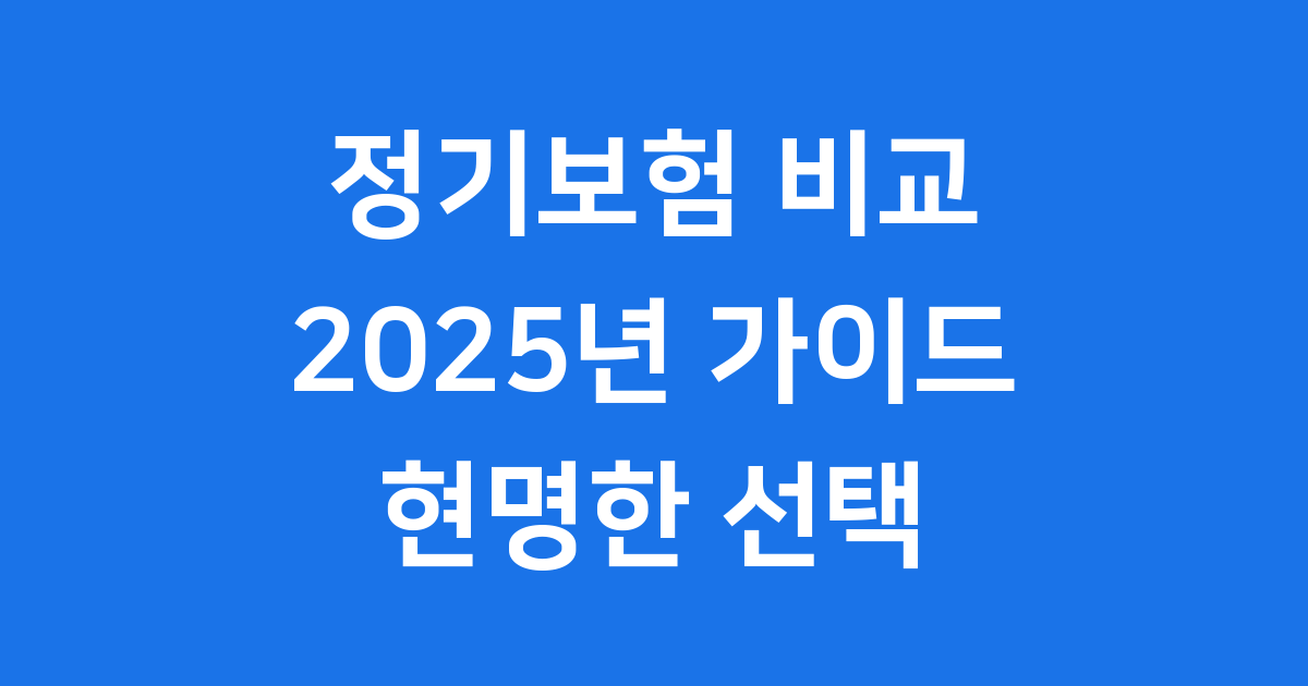 정기보험 비교 2025년 현명한 선택 가이드