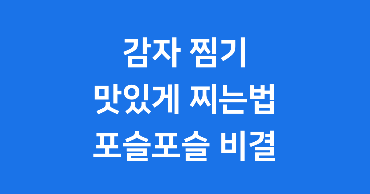 감자 찜기 맛있게 찌는법 시간 비결