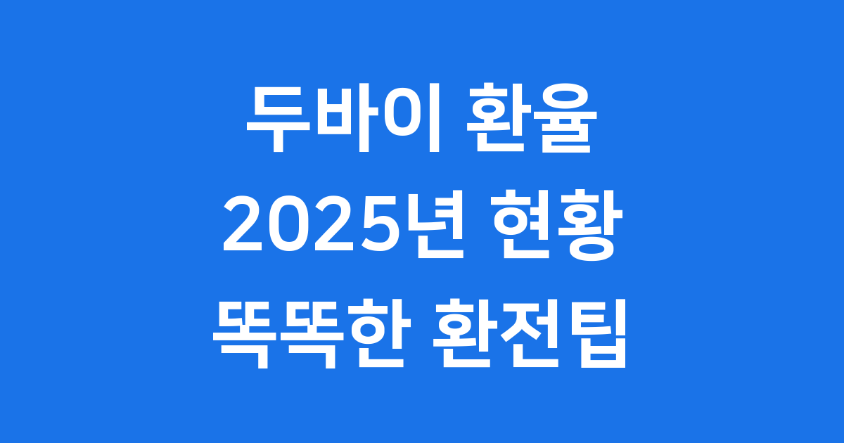 두바이 환율 2025년 현황 변동요인 환전팁
