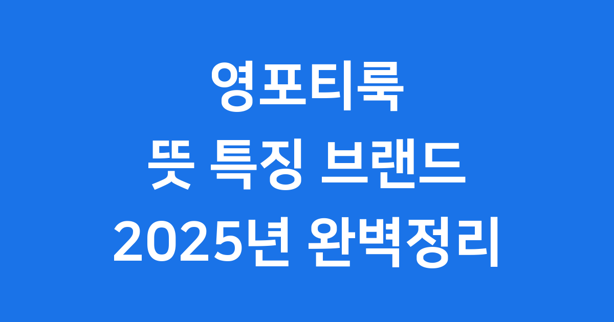 영포티룩 뜻 특징 브랜드 2025년 완벽정리