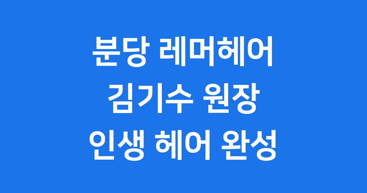 분당 레머헤어 김기수 미용실 예약 가격 후기