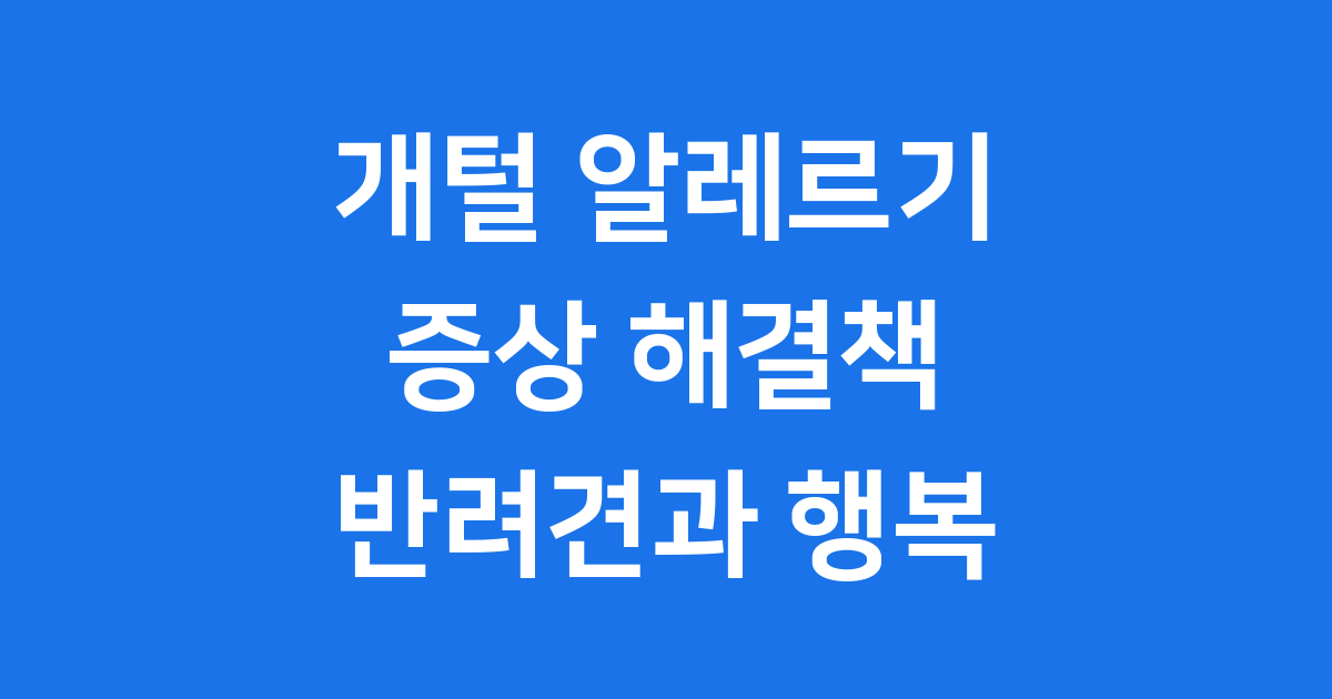 개털 알레르기 증상 원인 예방 관리법