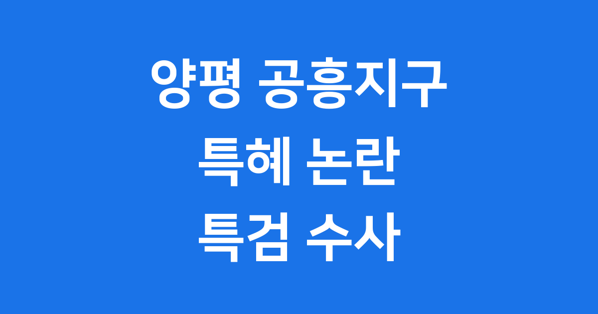 양평 공흥지구 특혜논란 특검 수사 쟁점