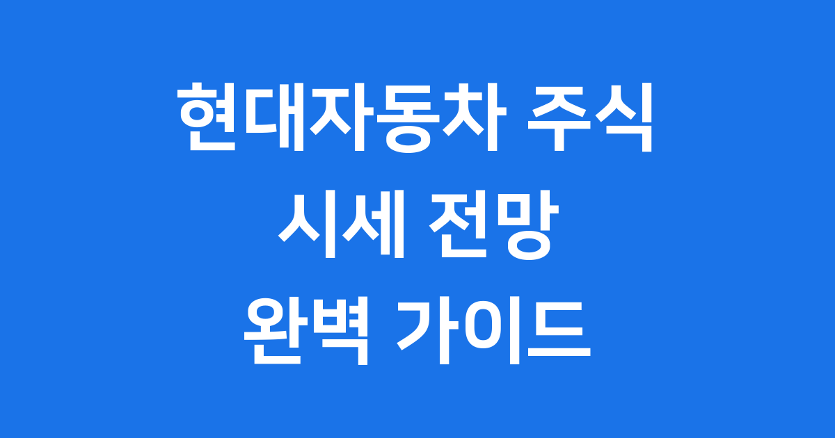 현대자동차 주식시세 전망 2025 투자 가이드