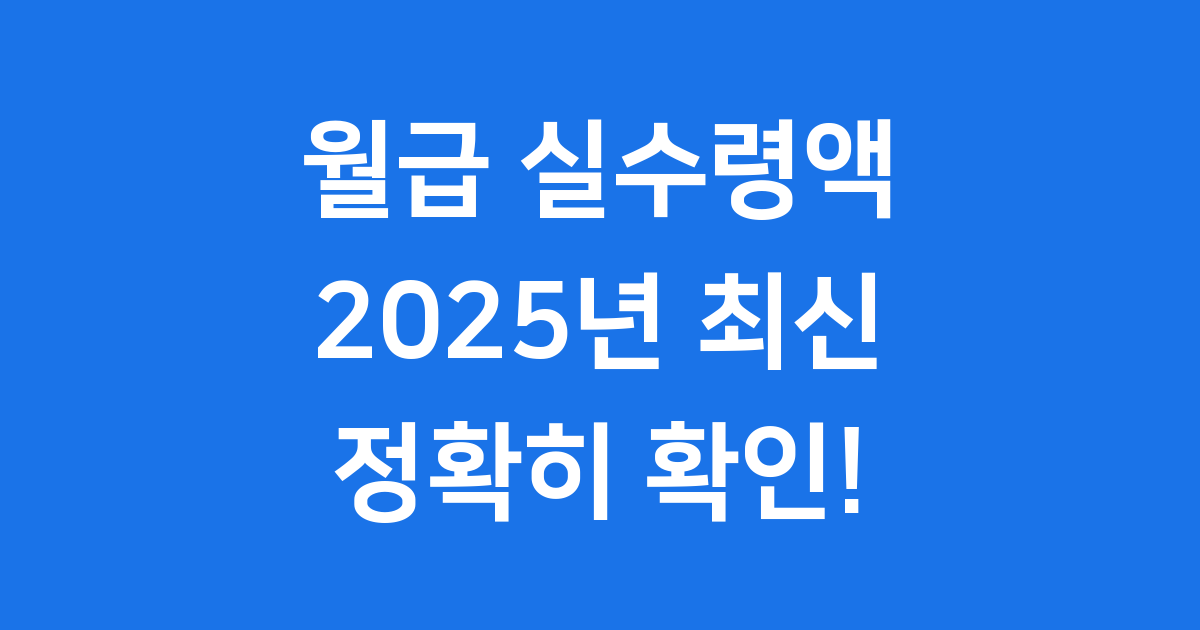 2025년 월급 실수령액 완벽 분석