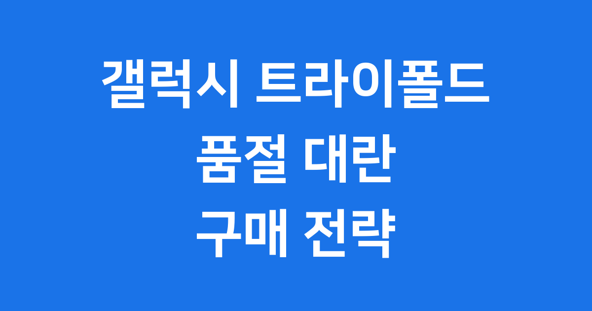 갤럭시 트라이폴드 가격 출시일 판매처