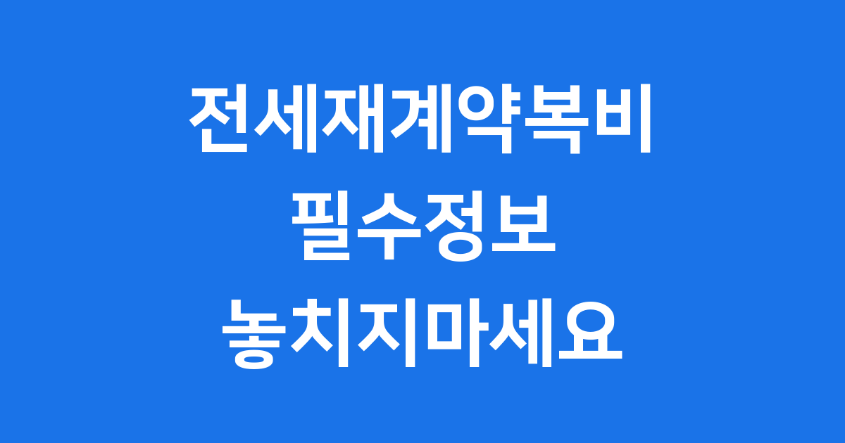 전세재계약복비 필수 정보 금액 부담