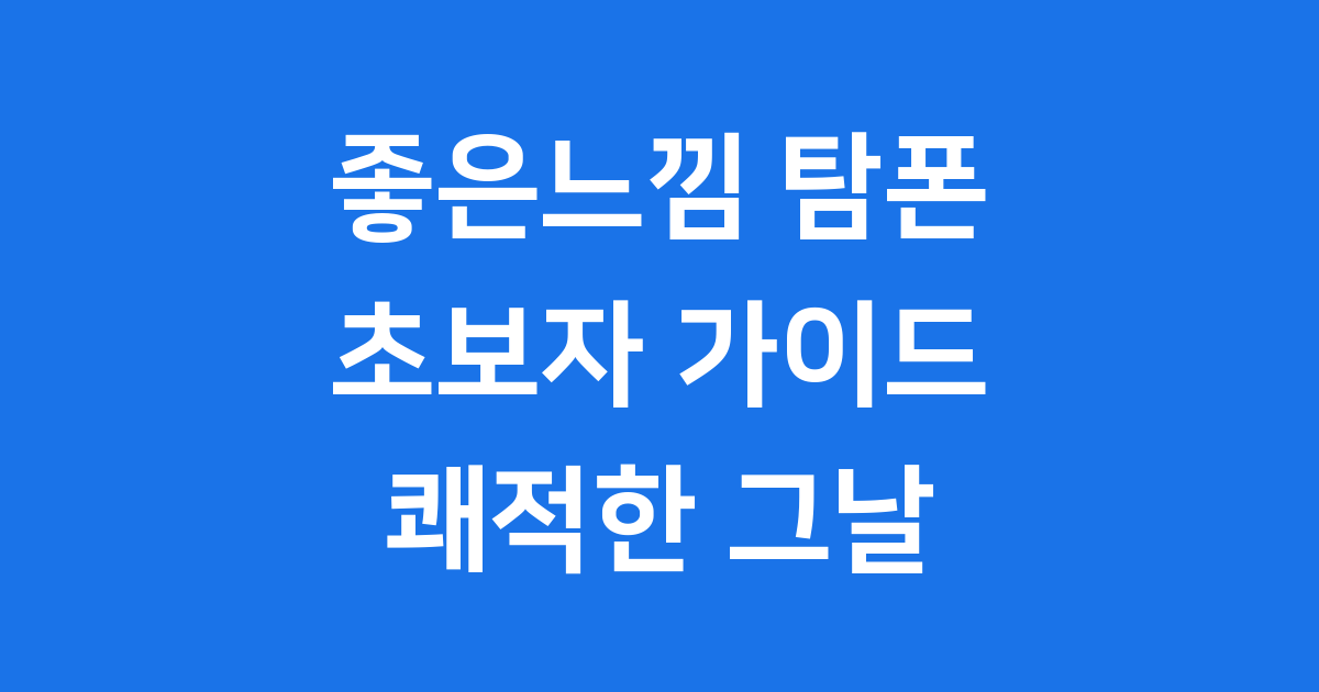 좋은느낌 탐폰 사용법 초보자 가이드
