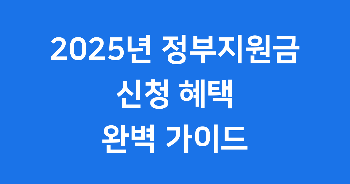2025년 정부지원금 혜택 및 신청 방법 총정리