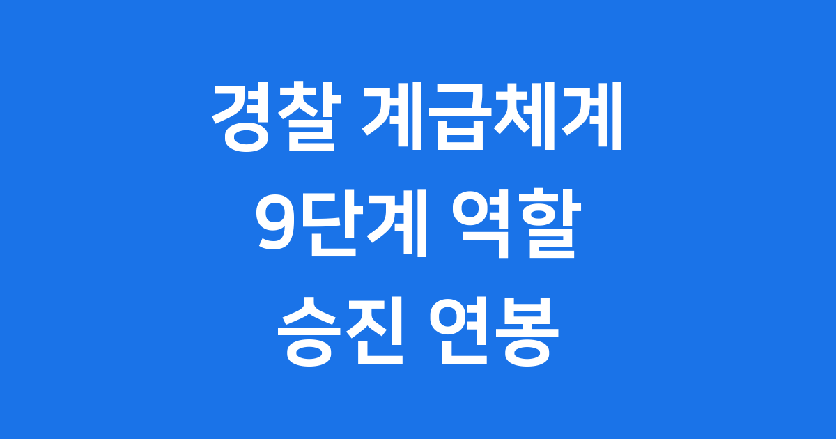 대한민국 경찰 계급체계, 9단계 역할부터 승진·연봉까지 완벽 이해하기