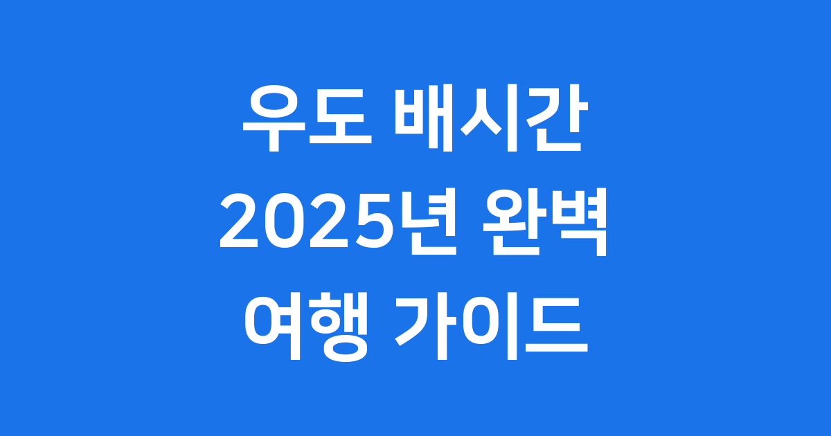 2025년 우도 배시간 궁금해요? 배편, 렌트카까지 완벽 정리!
