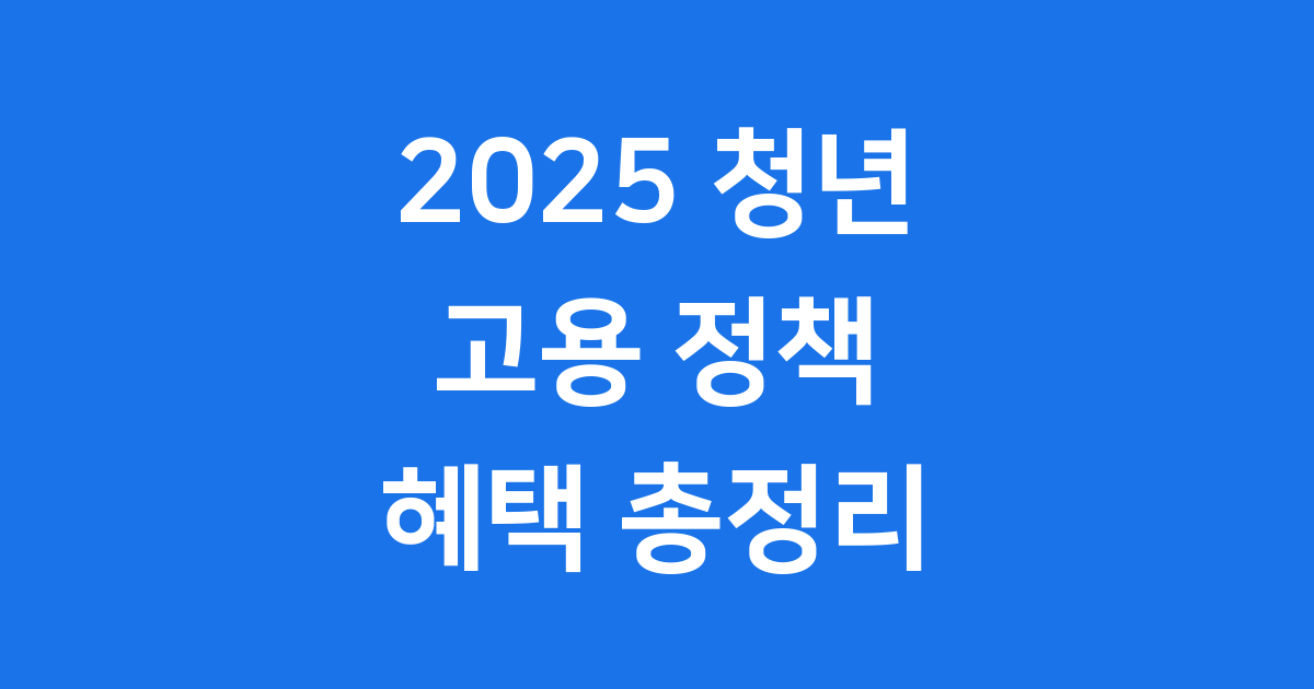 2025청년 고용 정책 혜택 신청 조건