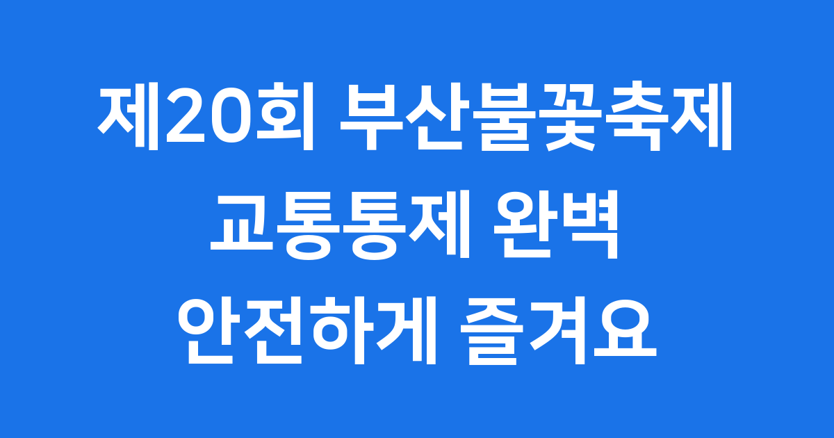 2025 부산불꽃축제 교통통제 완벽 안내