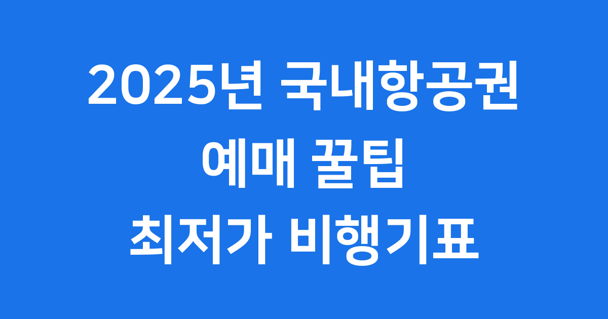 2025년 국내항공권 예매 꿀팁 최저가 비행기표 예약 방법
