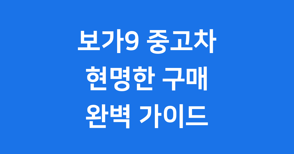 보가9 중고 가격 구매 팁 완벽 정리