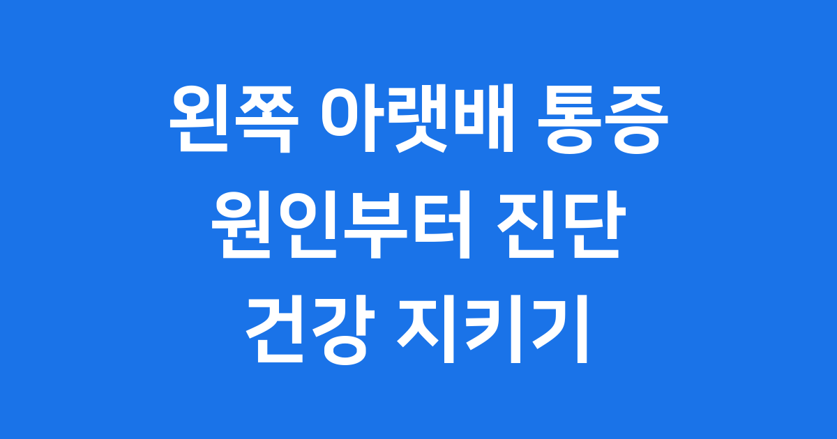 왼쪽 아랫배 통증 원인과 진단