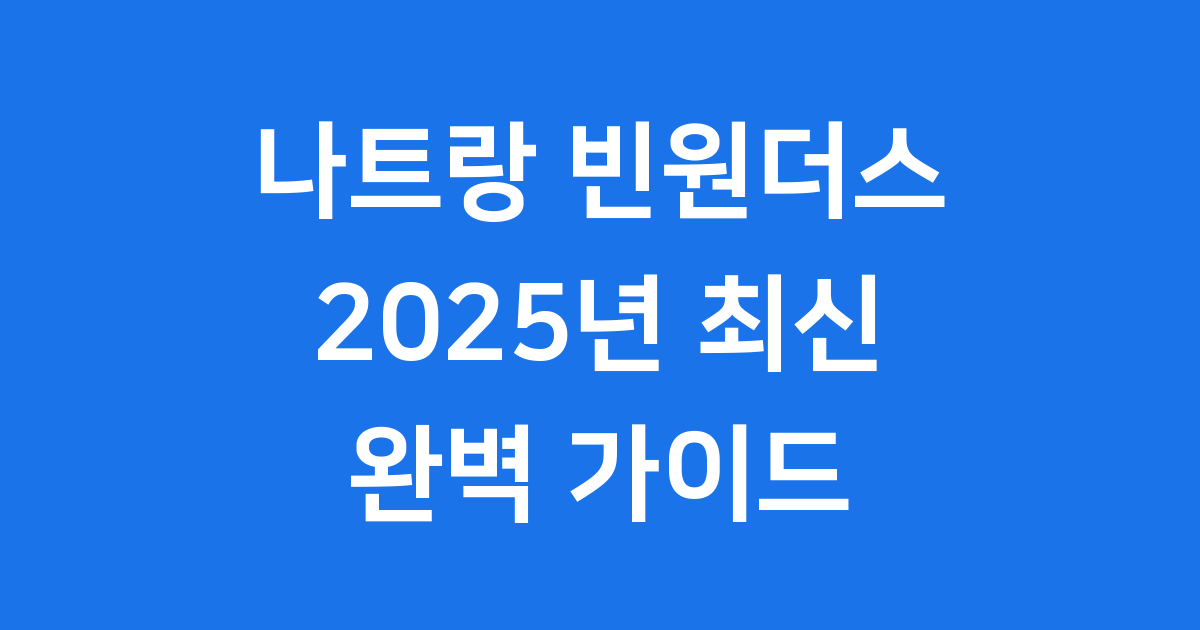 나트랑 빈원더스 2025년 입장권 가는법 핵심 정보