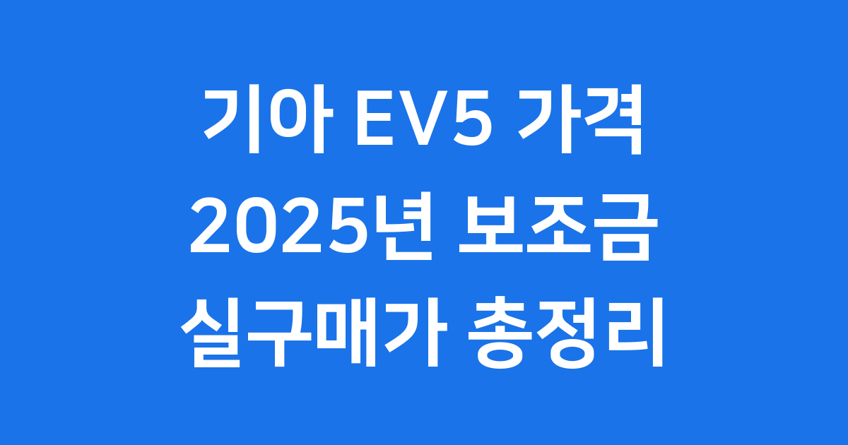 기아 EV5 가격 2025년 보조금 실구매가