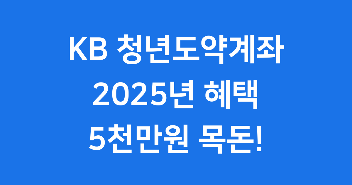 KB 청년도약계좌 2025년 신청방법 자격조건