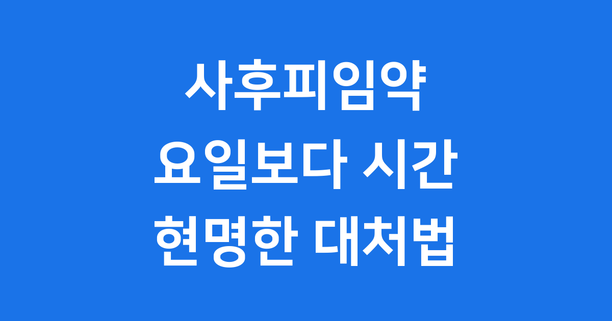 사후피임약 요일보다 시간이 중요한 이유 응급피임약 복용법