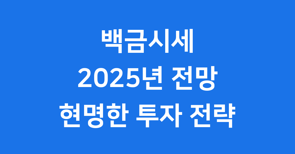 2025년 백금시세 전망 현명한 투자 전략