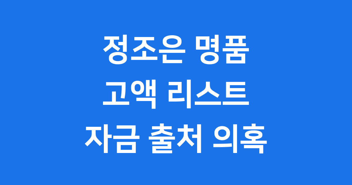 정조은 명품 논란: 고액 리스트와 자금 출처