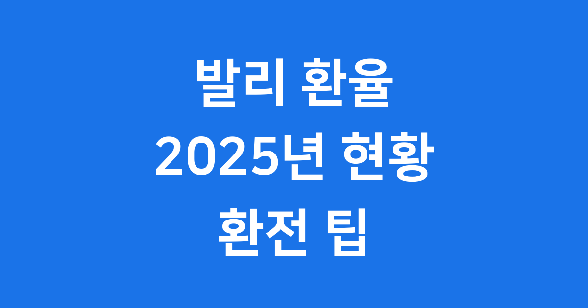 발리 환율 2025년 현황 환전 방법