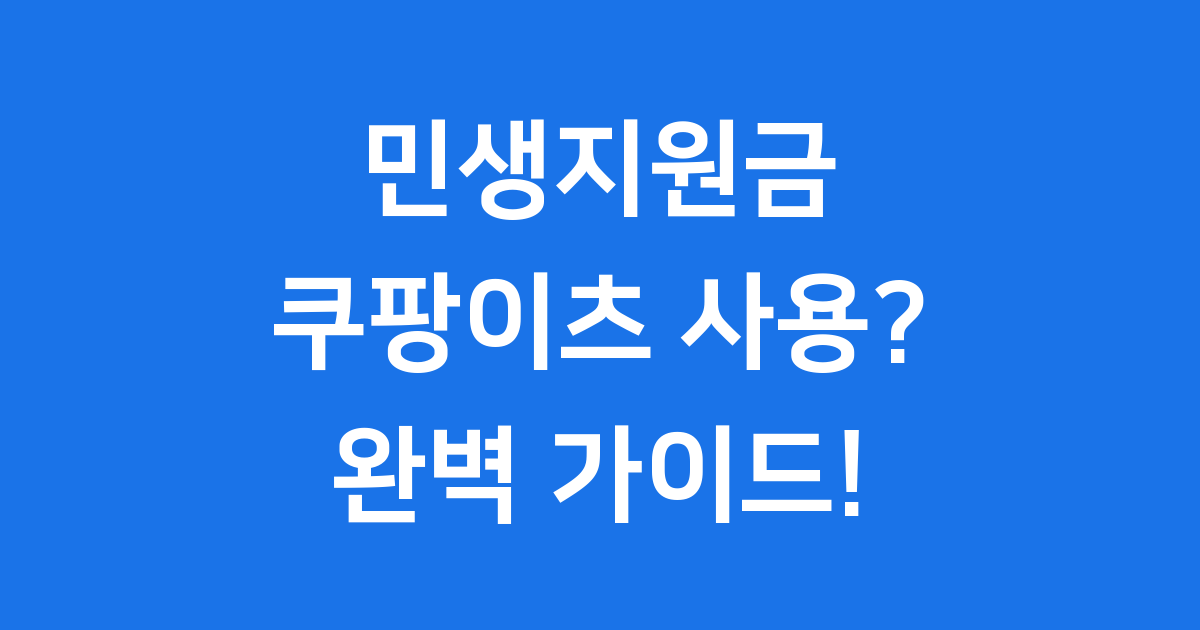 2025 민생지원금 쿠팡이츠 사용 여부 핵심 정리