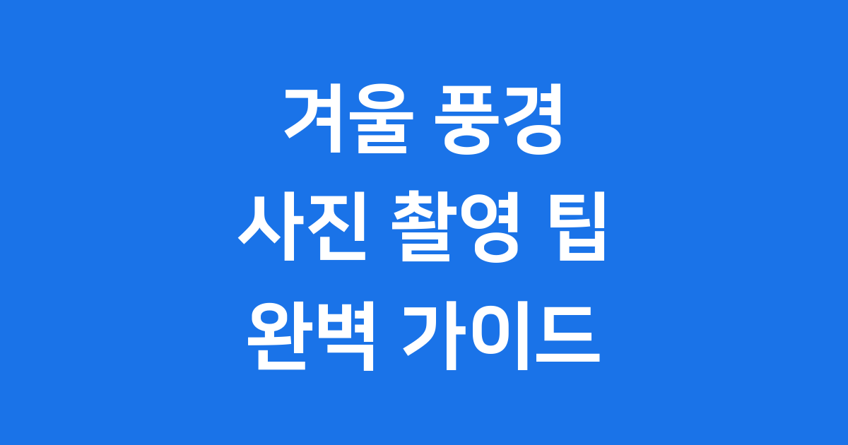 겨울 풍경 사진 촬영 팁 초보자도 쉽게 찍는 법
