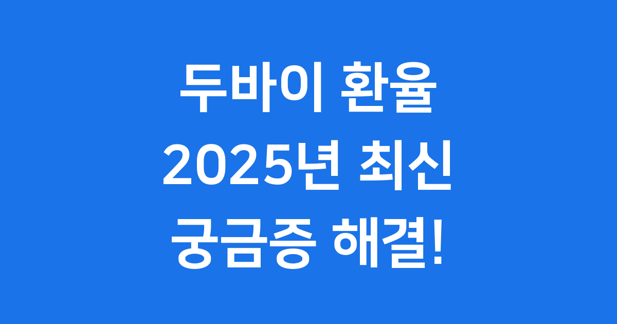 두바이 환율 실시간 2025년 환전 방법과 전망
