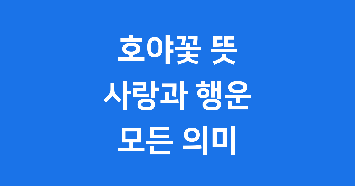 호야꽃 뜻