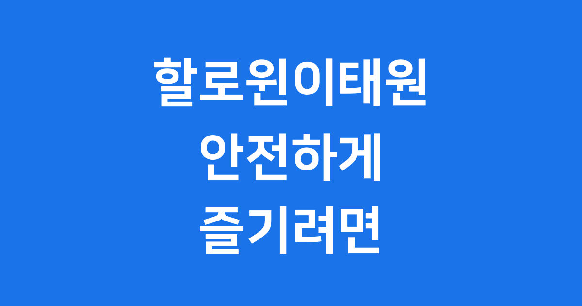 할로윈이태원 2025 인파 예상 안전 대책