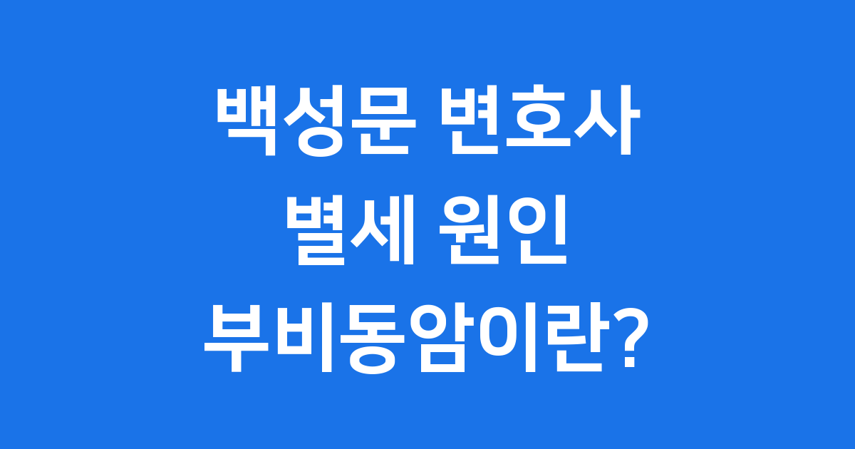 백성문 변호사 별세 원인 부비동암이란?