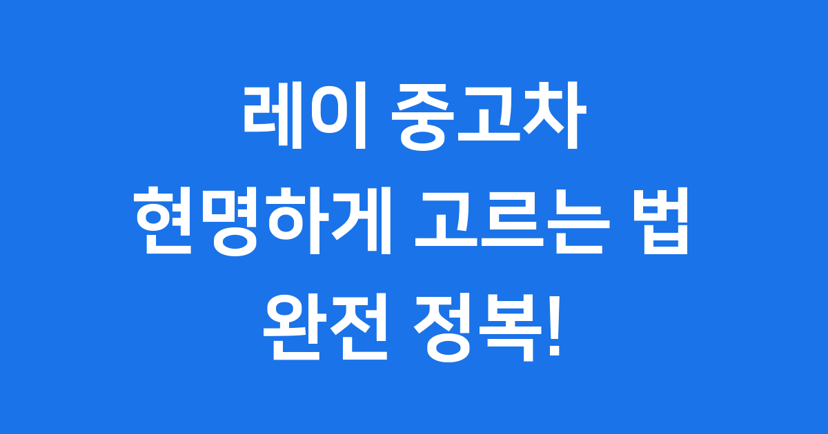 레이 중고차 구매 가이드