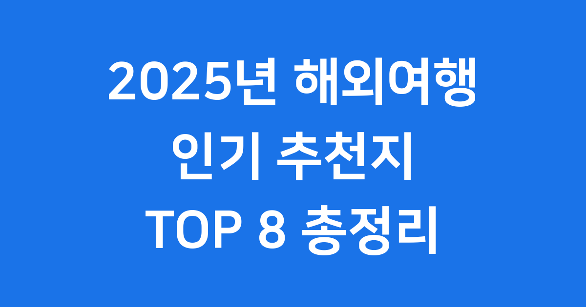 2025년 한국인에게 인기 많은 해외여행지 추천