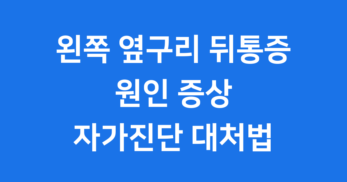 왼쪽 옆구리 뒤통증 원인 증상 자가진단 대처법