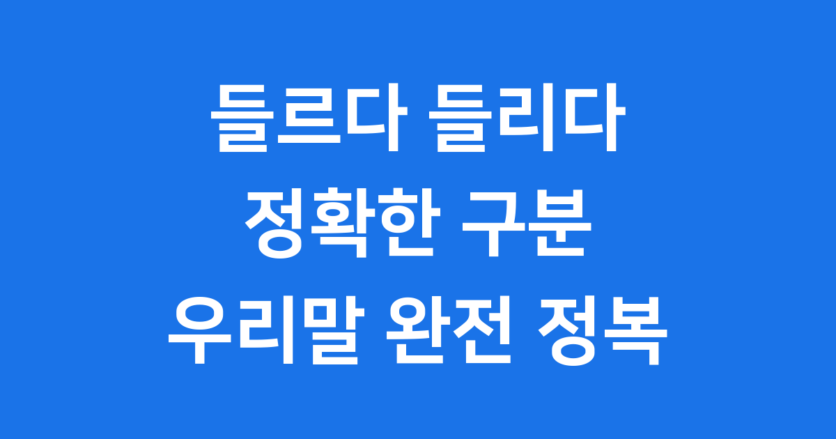 들르다 들리다 정확한 사용법 맞춤법 구분
