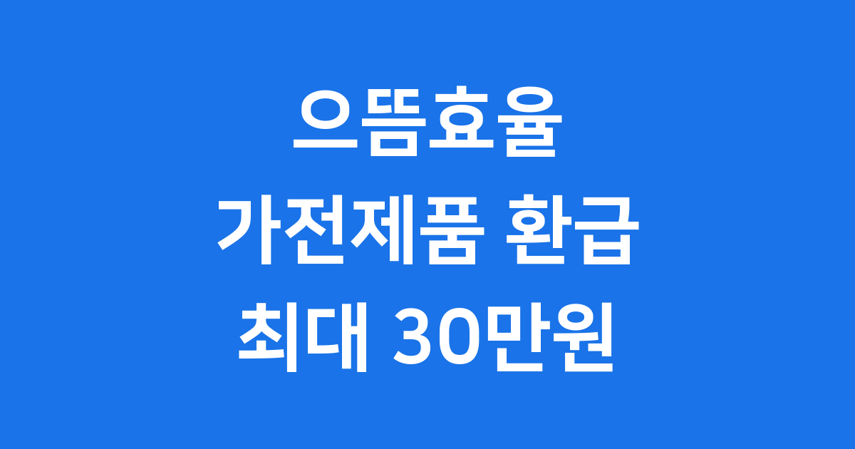 으뜸효율 가전제품 환급 신청방법 2025년 최대 30만원