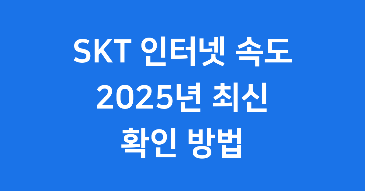 SKT 인터넷 속도 측정 2025년 확인 방법