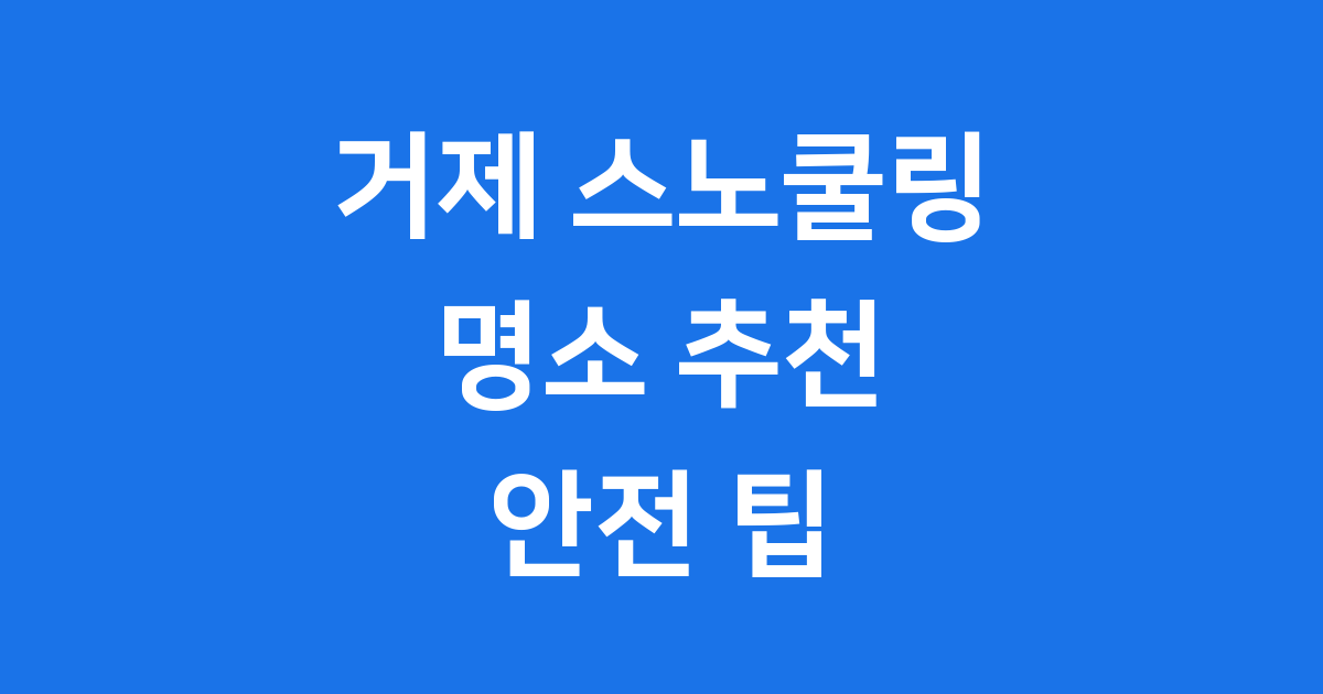 거제 스노쿨링 명소 추천 최적 시기 안전 팁